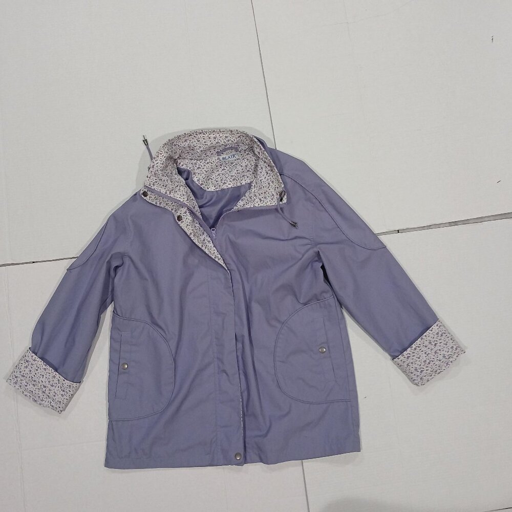Blair women's lightweight zip/snap jacket front pockets coat size L.